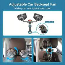 360° Rotating Dual-Head Car Backseat Fan, 3-Speed Adjustment, USB Powered Car Cooling Fan, Suitable For Cars, Trucks, USB Powered High-Strength Cooling Fan For Backseat - Dual-head Fan - View 6