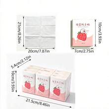 1/3/9/18/36入裝新款草莓圖案手帕面紙，迷你包裝3層8片式手帕面紙，便攜小包面紙，學生口袋面紙，返校必備 - 多色 - 查看 3