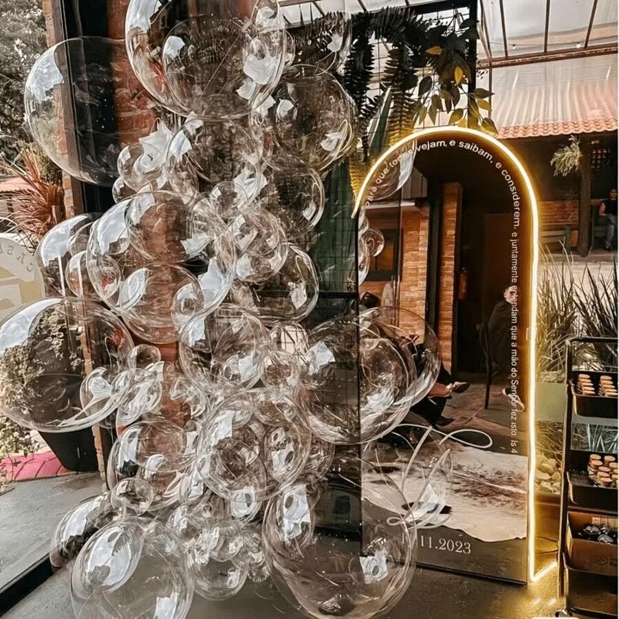 12pcs/Set (4pcs Each Of 24", 18", 12") Transparent Bobo Balloons, Suitable For Birthday Party Decoration, Theme Party Setup, Wedding Decoration, Indoor/Outdoor Atmosphere Decoration, Photo Props - Multicolor - View 1