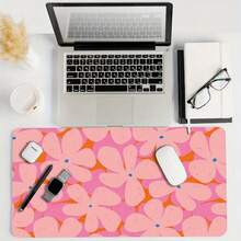 1 Large Pink Floral Mouse Pad Featuring An Extended Surface Designed For Gaming And Office Comfort; The Smooth Surface Allows For Effortless Mouse Movement, Making It An Ideal Gift For Home Or Workspace Use. - Mouse Pad - View 5