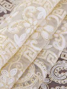 HXARTMIS 1PC Transparent Sheer Lace Table Runner, Paisley Floral Embroidered Hollow Out Tablecloth, Elegant Vintage Tabletop Decor, Suitable For Home Decoration, Theme Holiday Decoration - White - View 6
