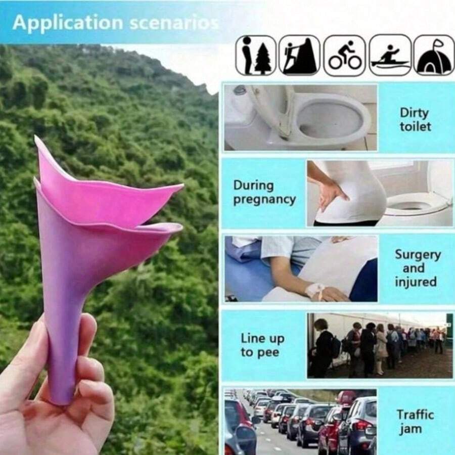 Best-Selling 2-Piece Set, 1 Portable Silicone Female Urination Funnel + 1 Storage Box, Compact Foldable Design With Portable Case, Reusable Standing Urination Device, Suitable For Travel, Camping, Hiking, Hygiene Product - Urinal Set (Includes Storage Box) + 5pcs Cleaning Bags - View 1
