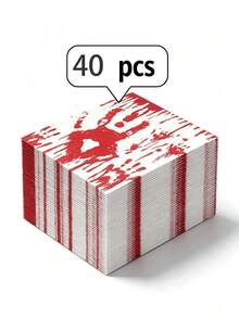 40PCS/20PCS Bloody Handprint Square Paper Napkins – Disposable Halloween Party Tableware & Festive Decor,Halloween Decor,Halloween Home Decor - A - View 7
