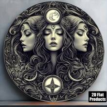 2D Flat, 1pc Iron Printed Flat Design 8 Inch, Hecate Witch Theme, Home Decor, Suitable For Bar Kitchen Cafe Home Room Office Decoration, Holiday Gift, Halloween, Pre-Drilled Holes, Style As Shown In Size Chart - Multicolor - View 1