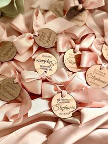 Personalized Rose Gold Tag, Custom Baptism Tag, Custom Name Tag, Round Baby Shower Tag, Pink Favor Decor, Circular Acrylic Label, Mirror Tag - Multicolor - View 3