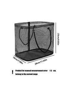 1pc Foldable Breathable Mesh Laundry Basket With Adjustable Rope, Collapsible Rectangular Storage Bin, Suitable For Bathroom, Closet, Dorm, Travel And Supermarket Shopping - Durable Fabric Multi-Functional Storage Basket, Laundry Room Accessory, Casual Design, Laundry Basket Bathroom - Multicolor - View 11