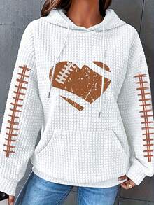 Autumn/Winter Targeted Style Sweet Little Gentleman Relaxed Fit Sweatshirt With Heart Baseball Pattern - White - View 3