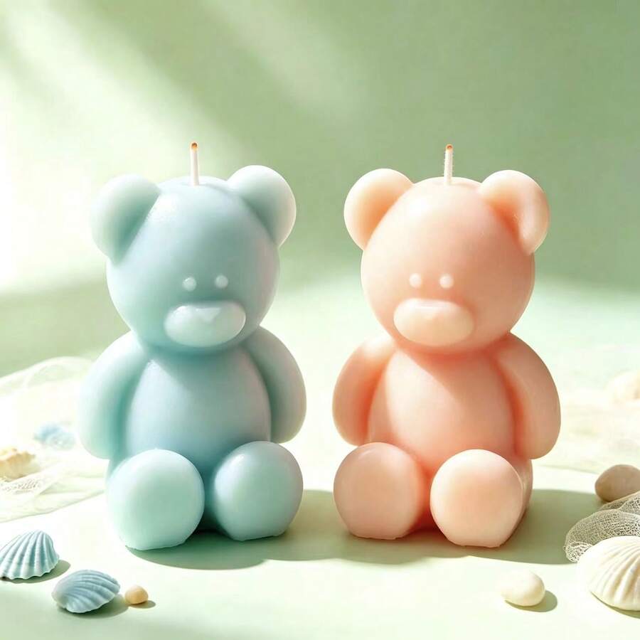 1pc Bear Shaped Aromatherapy Candle Silicone Mold Home Decor/Gift Ornament Plaster Mold, Handmade Epoxy Resin Casting Mold, Art Decorative Clay Plaster Mold - A-White - View 1