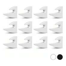 Kit 12 Suportes Tucano MDF 15mm Fixador Invisível Para Prateleira Preto - Branco - Visão 2