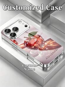 1件 DIY 定製姓名，奢華紅色水晶蘋果燈漸層圖案電鍍銀框高清晰玻璃手機殼，適用於 Apple Duo/18ProMax/17ProMax/17Air/16ProMax/16e/15Plus/14Pro/13ProMax/12/11/XsMax/8/7/6Plus & S26Ultra/25Plus/24/23/22 & A36/A35/A33/A31/A26/A15/A13/Note20/10Pro & 17ProMax/15/14/13 & Note14Pro/13Pro/11TPro 及其他系列機型 - 彩色 - 查看 1
