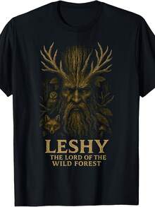 Wild Forest Magic Leshy Slawische Mythologie Heidnische Natur-Bestie T-Shirt WTSL - Schwarz - Übersicht 7