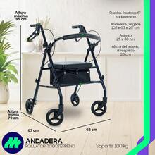 Andadera Ortopedica Rollator Asiento Silla Adulto Todo Terre - Negro - Ver 9