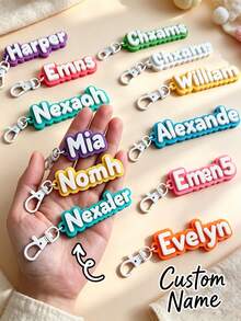 Personalized Letter Keychain, Customized Keychain, Customized Name Keychain, Ideal Personalized Gift For Family, Friends, Backpack Tag, Car Keychain, Men's Keychain, Back To School Season - Multicolor - View 3