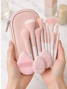 Professional Makeup Brush Set, Includes Foundation Brush, Concealer Brush, Eyeshadow Brush, Eyebrow Brush, Storage Bag, Soft Bristle Design, Essential Makeup Brushes, Perfect For Makeup Application, Covers Blush Brush, Foundation Brush, Eyeshadow Brush, Lip Brush And More, Suitable For Eyeshadow, Foundation And BB Cream Application, Designed For Beginners And Makeup Enthusiasts - Multicolor - View 3