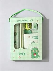 Stationery Gift Set Includes Notebook, Pencil, Ruler, Pencil Sharpener, Eraser And Other Complete Learning Supplies, Meeting Students' Daily Writing And Drawing Needs. 4 Cute Cartoon IP Designs (Astronaut / Rabbit / Duck / Dinosaur), Combining Aesthetics And Practicality, With Portable Gift Box Packaging For Easy Carrying. Perfect For Birthday, Party Gifts, School Rewards And Daily Use. Cute Design, Lightweight Material, Smooth Touch - Multicolor - View 7