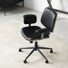 Home Office Desk Chair, Leather Ergonomic Computer Chair With Wheels And Oak Armrests, Height-Adjustable Swivel Office Chair For Executives - 黑色 - 查看 1