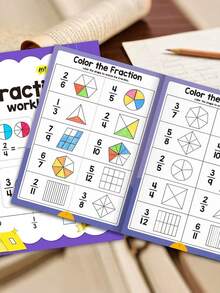 1 buah Buku Latihan Matematika Pecahan Dasar untuk Anak-Anak, 32 Halaman Soal Interaktif Pecahan Visual, Pencerahan Matematika Menyenangkan untuk Sekolah Dasar Usia 3+ Tahun, Buku Latihan Pecahan, Pelatihan Belajar yang Menyenangkan, Cocok untuk di Rumah, Liburan, Kelas, dan Pembelajaran Sepulang Sekolah - MultiWarna - View 8