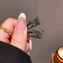 2/5/10pcs Small Black Rhinestone Bow Hair Clips, High-End Luxury Rhinestone Hair Clips, Mini Delicate Side Bangs Hair Clips, Fashion Crocodile Pattern Hair Clips, Suitable For Side Bangs, Forehead Wispy Hair, Suitable For Campus, Dating, Vacation Use, Practical Hair Accessories! (No Card) - Multicolor - View 13