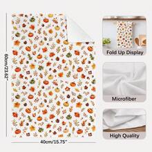 2pcs Autumn Pumpkin Seamless Pattern Kitchen Towels, Rectangular Microfiber Kitchen Towels, Dish Cloths, Scrubbers, Hand Towels, Cooking Baking Tea Towels, Kitchen Decor, Housewarming Gift, Birthday Gift, Bathroom Cleaning Cloths, Decorative Towels - Orange - View 4