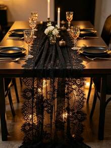 Taplak Meja Bergaya Bohemian dengan Hiasan Renda dan Lubang-lubang, Cocok untuk Dekorasi Rumah Dalam dan Luar Ruangan, Pesta Pernikahan, Acara Bridal Shower, dan Dekorasi Liburan. - Berbagai gaya - View 13