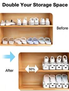 Green Shoe Rack, Shoe Slot Organizer, Adjustable Shoe Stacking Space Saver, Double Layer Shoe Storage Rack, For Closet Organization, Shoe Organizer, Suitable For High Heels And Sneakers, Essential For Neat And Stylish Storage - Multicolor - View 3
