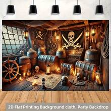 1pc 2D Flat Banner, Pirate Treasure Background Cloth, Suitable For Indoor Photo Backdrop, Party Decoration, Home Decor, No Power Required - 1 - View 5