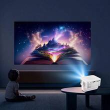 便攜式智慧投影機 - 原生 1080P 全高清、Android 系統、自動對焦與自動梯形校正、WiFi 無線連接,適合家庭劇院電影觀賞、遊戲與學習 - 純白色 - 查看 4