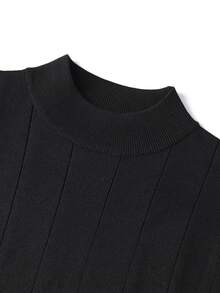 ZYNTH BALENO Men's Fashion Striped Slim Fit Regular Shoulder Mock Neck Long Sleeve Sweater, Suitable For Gym, Running, Hiking, Cycling Sports - Black - View 6