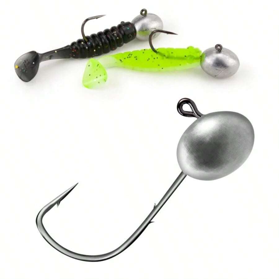 50pcs Jigger Head Hooks 1.5g 2g 2.5g 3g 3.5g High Strength Sharp Point Double Barb Gear Lure Fishing Tackle, Suitable For Soft Worm Crank Bait - Grey - View 1