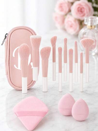 Professional Makeup Brush Set, Includes Foundation Brush, Concealer Brush, Eyeshadow Brush, Eyebrow Brush, Storage Bag, Soft Bristle Design, Essential Makeup Brushes, Perfect For Makeup Application, Covers Blush Brush, Foundation Brush, Eyeshadow Brush, Lip Brush And More, Suitable For Eyeshadow, Foundation And BB Cream Application, Designed For Beginners And Makeup Enthusiasts