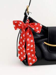 1pc Elegant Faux Pearl Polka Dot Print Ribbon Bow Keychain, Bag Accessory, Car Key Pendant, Party Gift, Daily Accessory - Multicolor - View 19