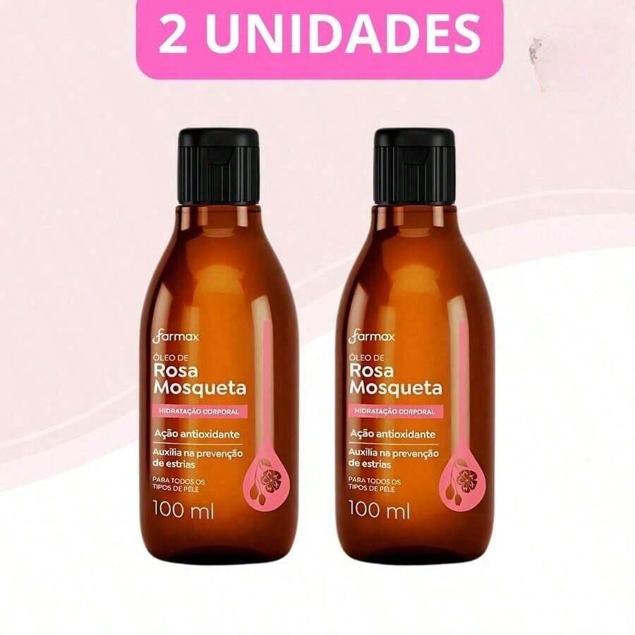 Kit com 2 Óleo Corporal e Capilar Rosa Mosqueta Farmax 100ml - kit c/2 100ml - Visão 1