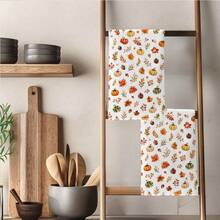 2pcs Autumn Pumpkin Seamless Pattern Kitchen Towels, Rectangular Microfiber Kitchen Towels, Dish Cloths, Scrubbers, Hand Towels, Cooking Baking Tea Towels, Kitchen Decor, Housewarming Gift, Birthday Gift, Bathroom Cleaning Cloths, Decorative Towels - Orange - View 7