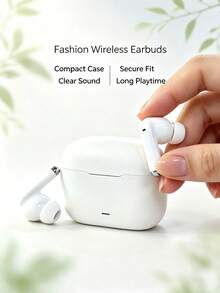 SZLWSM Tai nghe không dây màu trắng, thiết kế tối giản nhỏ gọn di động, chống mồ hôi với thời lượng pin dài, tai nghe nhạc nhét tai, phù hợp cho du lịch, tập thể dục, gym và đeo hàng ngày - Xem 2