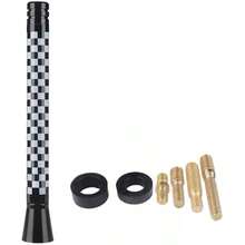 TRTY 1pc Universal Black & White Checkered Racing Short Car Antenna, AM/FM Radio, With M5/M6/M7 Brass Adapter Screws, Roof Antenna For Mini All Models, Chevrolet, GMC Sierra, Kia, SUV, Sedan, Truck, Exterior Racing Style Accessory - Mini Antenna - View 13