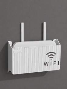 1件裝 Wi-Fi 路由器收納盒 壁掛式，螺絲與黏貼雙重固定，增加穩定性 - 黑色 - 查看 1