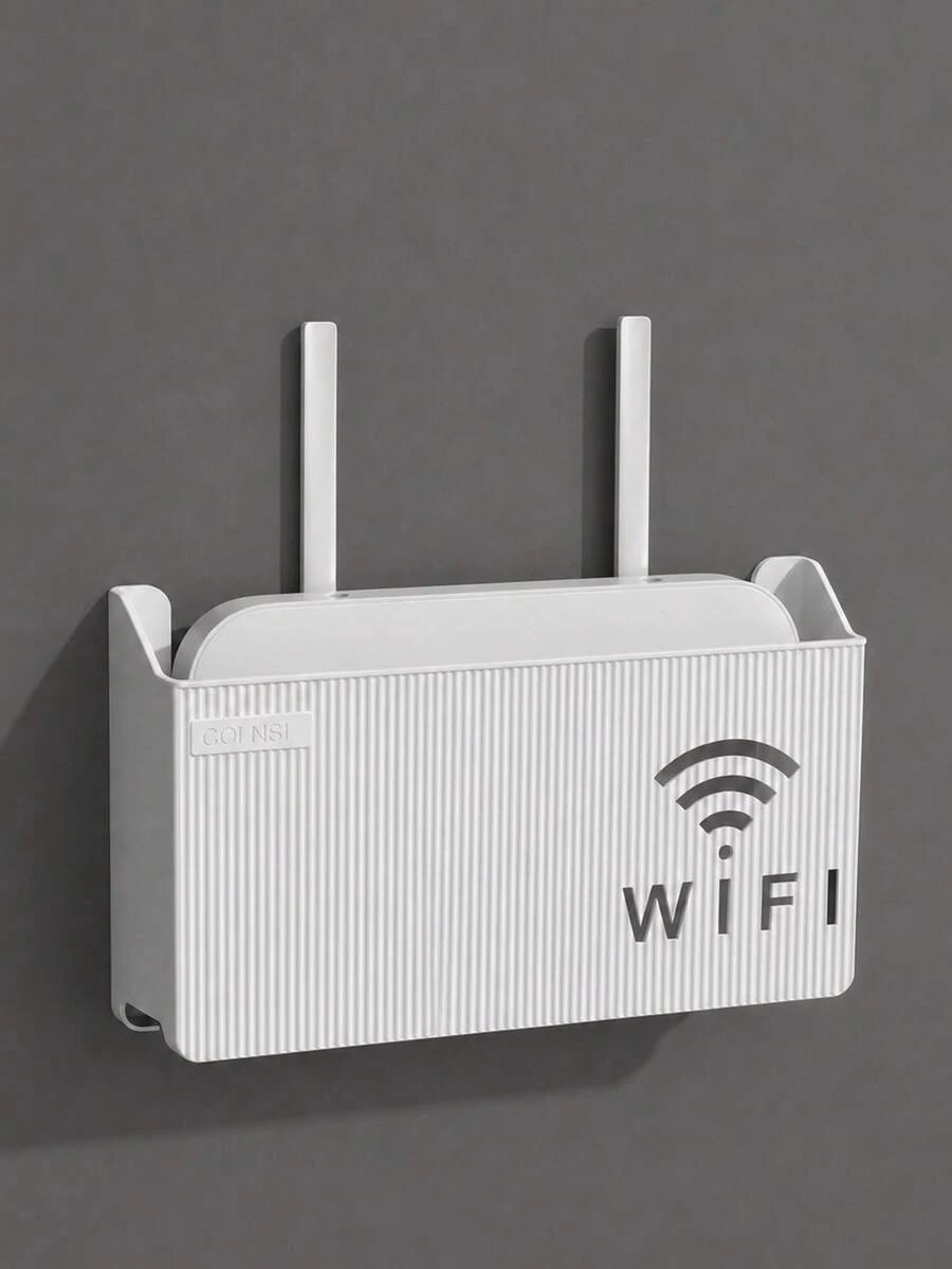 1件裝 Wi-Fi 路由器收納盒 壁掛式,螺絲與黏貼雙重固定,增加穩定性 - 黑色 - 查看 1