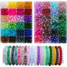 840/1680pcs Manik Kaca 6mm untuk Pembuatan Perhiasan, 56 Warna Manik Kristal untuk Pembuatan Gelang, Manik Bulat, Cocok untuk Pemula - MultiWarna - View 13