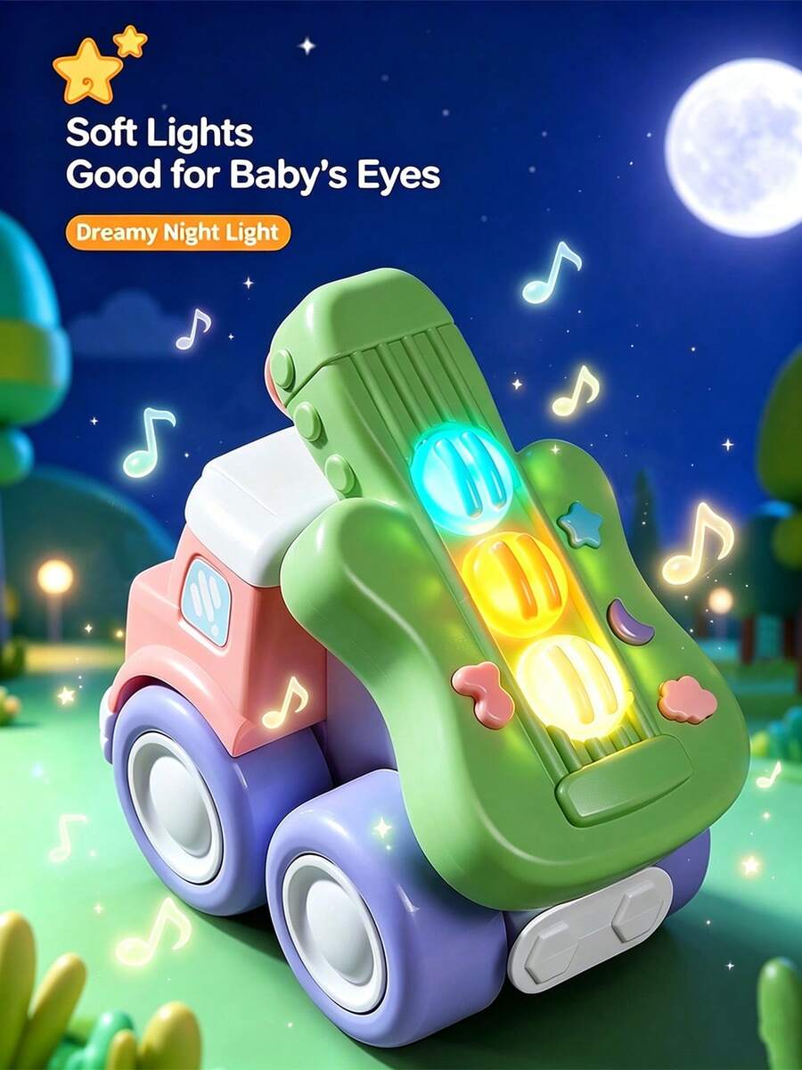 1pc Cute Music Truck Toy For Infants, With Piano, Guitar And Drum Functions, Excellent Early Education Sensory Friction Powered Vehicle, Toddler Gift
