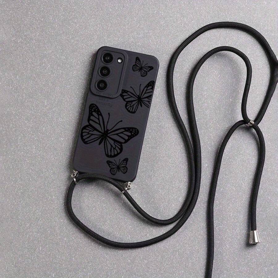 Convenient Lanyard Phone Case With Multi-Functional Adjustable Lanyard And Crossbody Shoulder Strap, Pupil Black Minimalist Heart Design, Easy-To-Use TPU Shockproof Protective Shell For Apple Phone - Multicolor - View 1