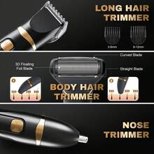 3合1電動刮鬍刀 理髮器 胡鬚修剪器 鼻毛修剪器,USB充電與LCD螢幕 電量指示燈,適合送給男士或女士的完美禮物 - 彩色 - 查看 5