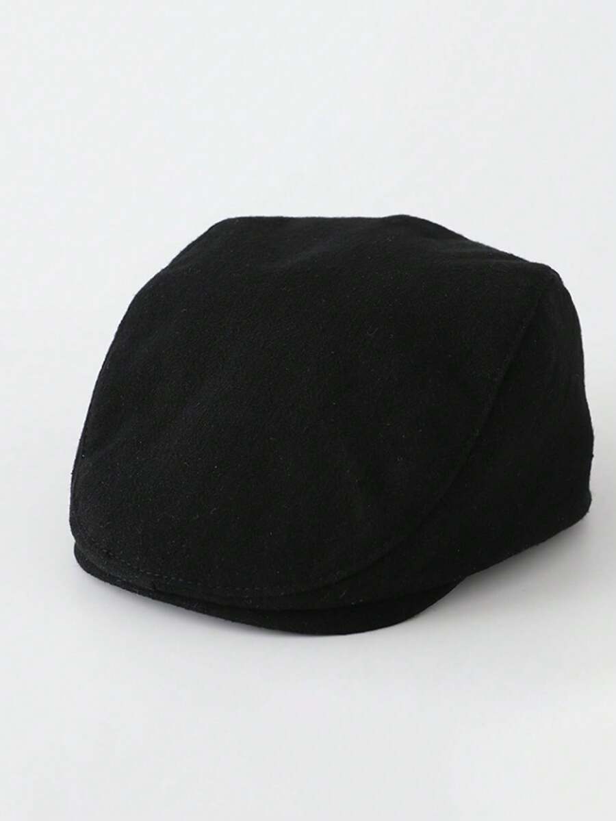 Gorro boina de unicolor para bebé apto para todas las estaciones, adecuado para salidas diarias - Negro - Ver 1