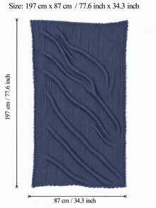 1 pieza Pañuelo de cabeza de mujer liso con pliegues, hijab básico de unicolor clásico para ropa de abrigo con velo - Azul Marino - Ver 2