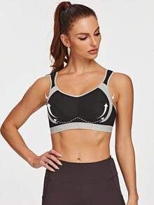 MELENECA Women's High Impact Support Wirefree Bounce Control Plus Size Workout Sports Bra - Black - View 6