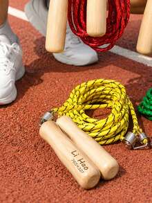1pc Personalized Customized Spring Wooden Handle Tape-Free Student Sports Fitness 2.2m Jump Rope, Durable And Wear-Resistant, Can Be Used As Reward Gift - Multicolor - View 2