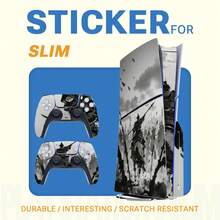 Ink Wash Ancient Style Cavalry Swordsman Vinyl Skin Compatible With PS5 Slim Disc Edition Console + Controller Full Body Wrap, Waterproof, Anti-Scratch, Dust-Proof, Removable With No Residue - View 12