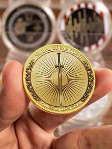 大天使米迦勒之劍紀念幣,基督教信仰守護者系列,鍍金收藏幣,金屬壓花幣附壓克力盒 - 金色 - 查看 4