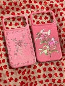 1PC Ins Polka Dot Lily Rose IMD Full Coverage Anti-Drop PC Phone Case Compatible With Apple 11 Pro Max/12 Pro Max/13 Pro Max/14 Pro Max/15 Pro Max/16 Pro Max/17 Pro Max - Multicolor - View 1