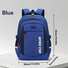 New Backpack For Elementary School Students, Girls And Boys, Laptop Bag, Simple Casual Versatile Campus Style, Black And Blue - Blue - View 14