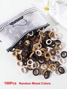 100Pcs Girls Simple Colorful 0.8 Inch Diameter Finger Size Hair Ties, Cute Non-Damaging Hair Bands Ponytail Holders Hair Accessories Suitable For Daily Use - 彩色 - 查看 7